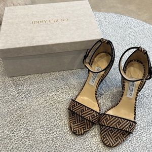 Gorgeous Jimmy Choo Edina Sandels They are woven braided raffia/suede.